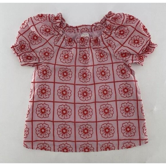 Crewcuts Girls Pink &‎ Red Floral Embroidered Puff Sleeve Lined Blouse Size XL - Picture 3 of 10